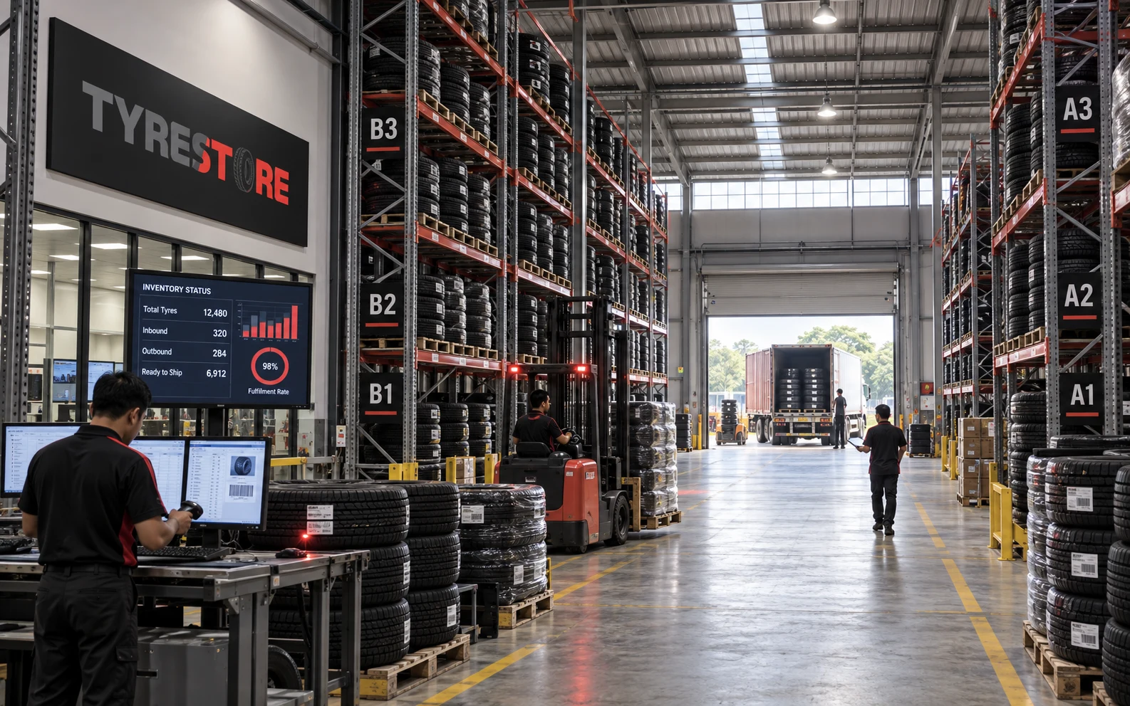 Tyrestore technology-enabled tyre distribution warehouse